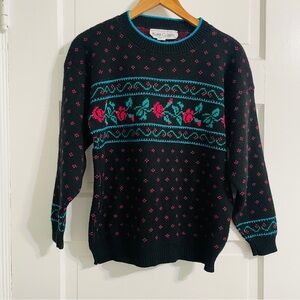 Vintage Kate Collins Black Rose Sweater
